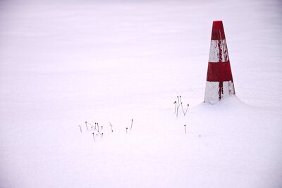 traffic cone in snow